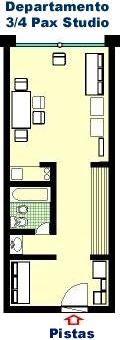 Apartments for  3-4 persons in Aparts hotels: Corinto,  Esparta, Tebas, Atenas in Las Lenas - Malargue - Mendoza - Argentina (plan)