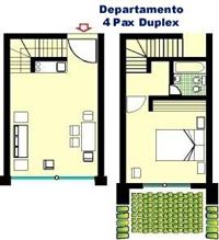 Apartments for  4 persons in Aparts hotels: Corinto,  Esparta, Tebas, Atenas in Las Lenas - Malargue - Mendoza - Argentina (plan)
