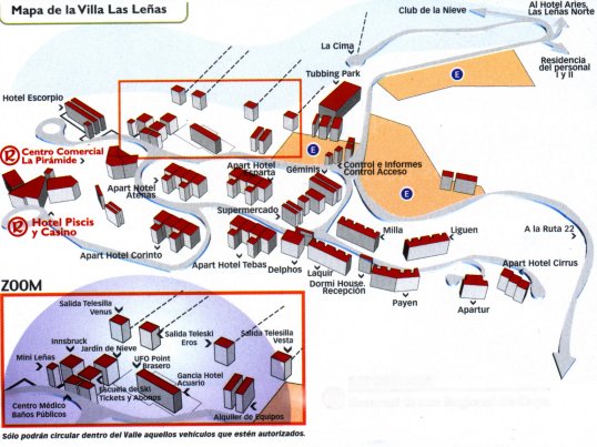 LAS LEÑAS (LAS LENAS) SKI RESORT - Mapa Villa Las Leñas