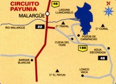 Mapa Circuito Volcanes de Payunia - Malargüe (Malargue) - Mendoza - Argentina